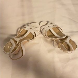 white wedges worn once